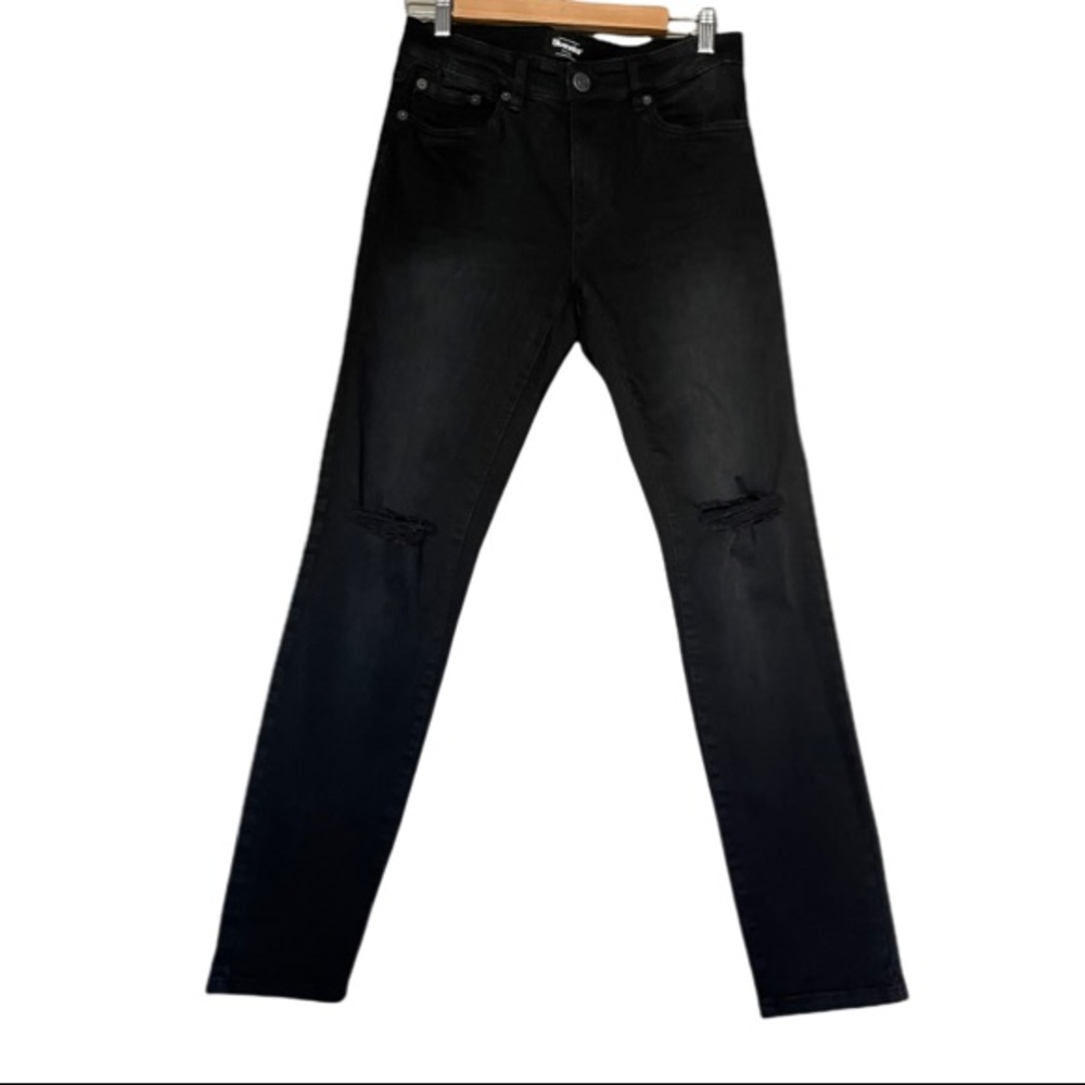 Bluenotes Mens Black Chase Skinny Distressed Jeans Sz 30